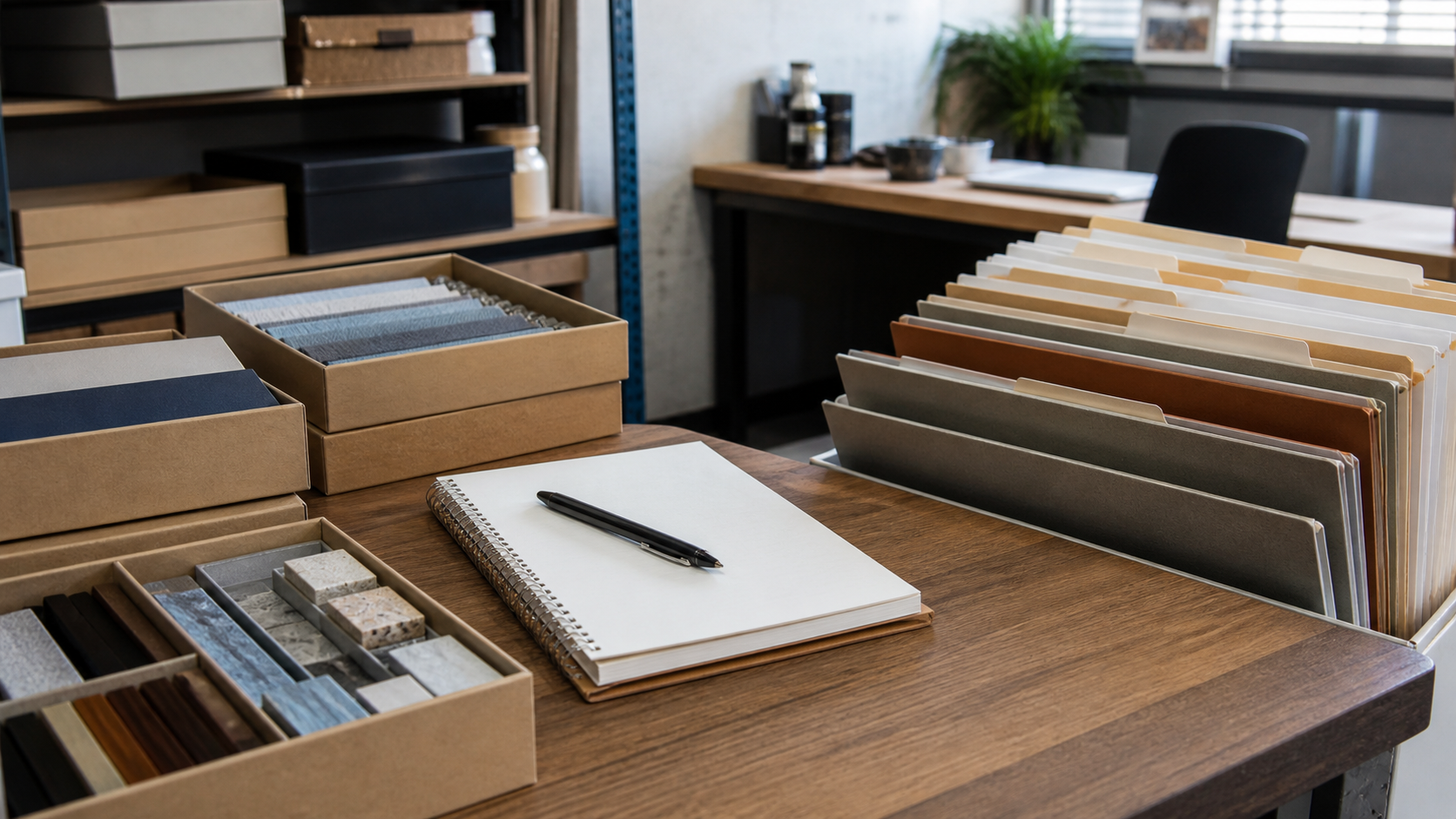 Supplier material samples and organized workshop records